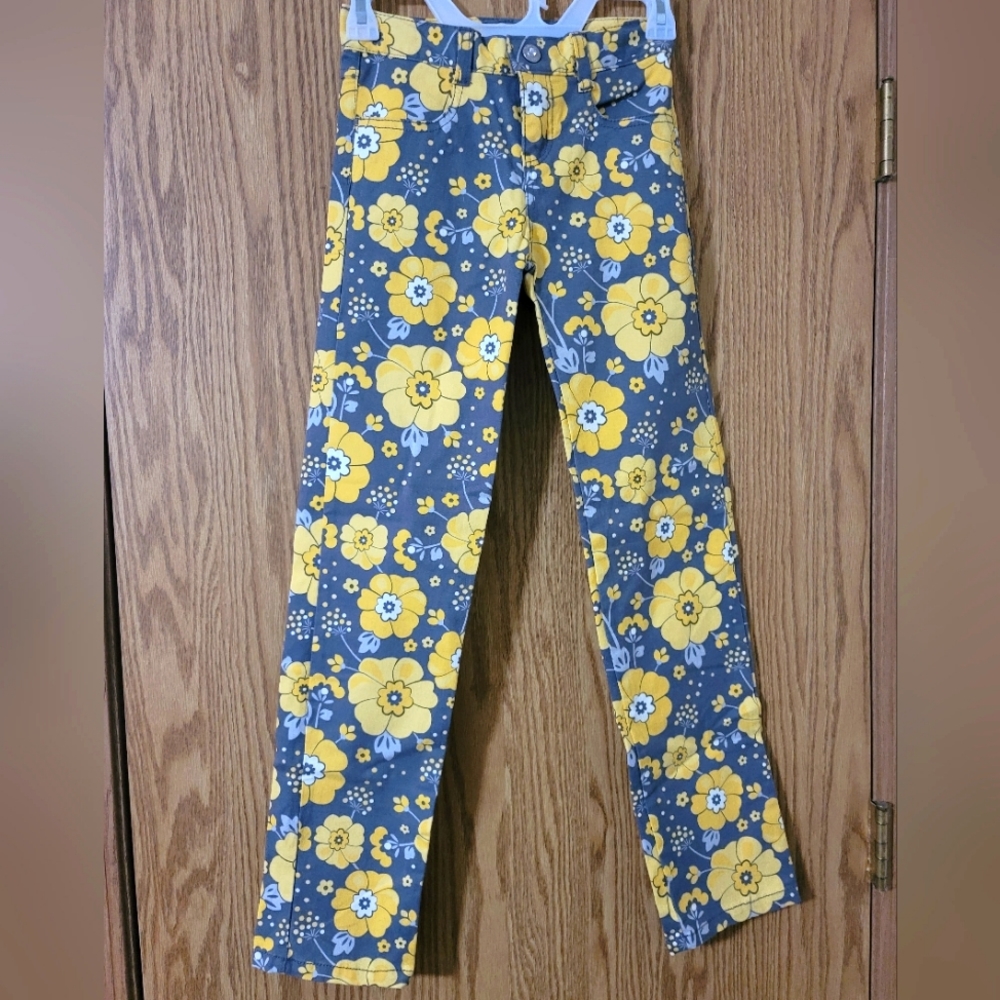 Gymboree Outlet 2014 Bright Owl Line Size 10 Gray Yellow Floral Pants